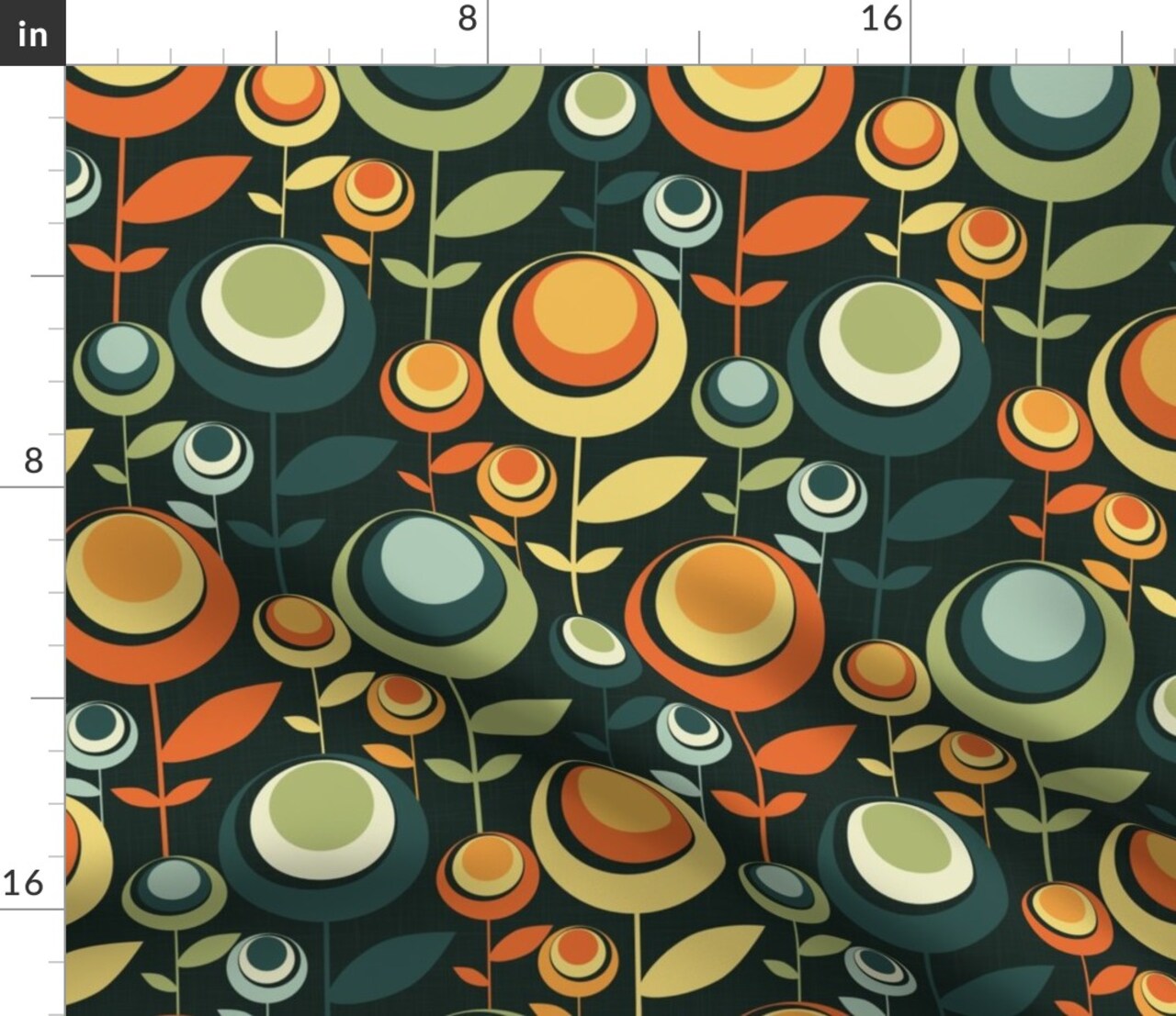 Retro Vintage Floral Geometric Mid Century Modern Atomic Era 1950S 1960S Look Custom Printed Fabric by Spoonflower Various Fabrics by the Yard or Fat Quarter